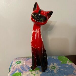 Vintage Kitty cat tall figurine kitschy cat decor